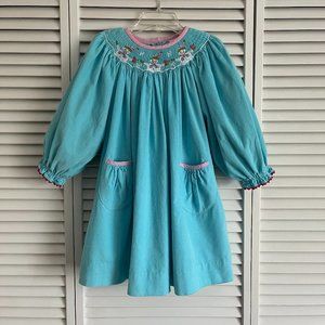 Shrimp & Grits Kids snowman & snowflake corduroy smocked dress girl’s size 3T